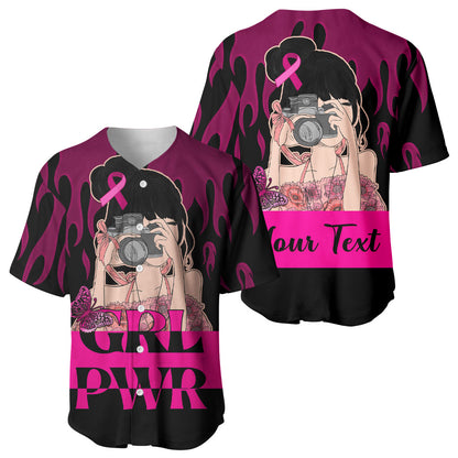 Personalised Girl Power Baseball Jersey Day Of The Girl Breast Cancer Support