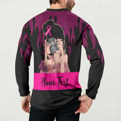 Personalised Girl Power Button Sweatshirt Day Of The Girl Breast Cancer Support