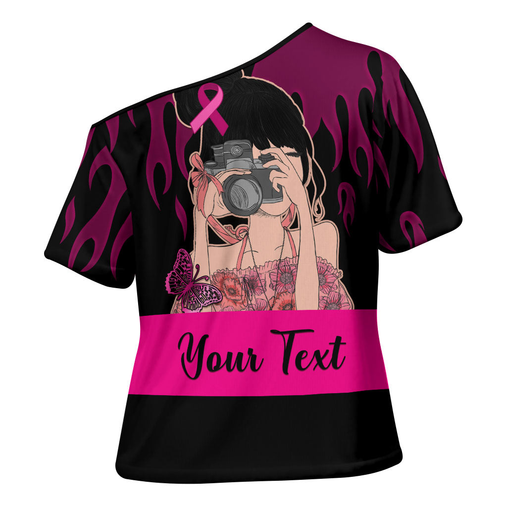 Personalised Girl Power Cross Shoulder Shirt Day Of The Girl Breast Cancer Support