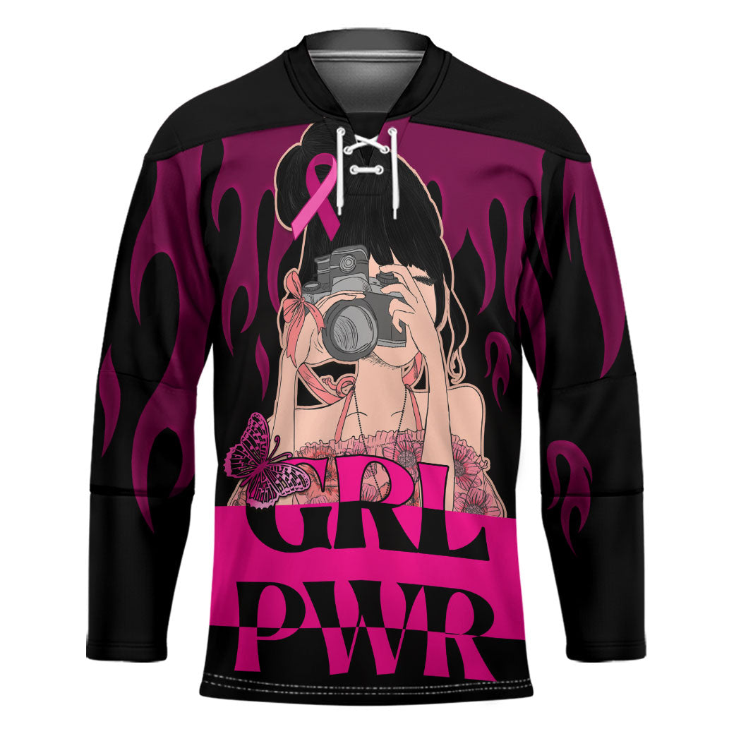 Personalised Girl Power Hockey Jersey Day Of The Girl Breast Cancer Support
