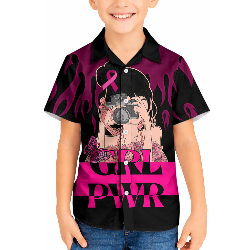 Personalised Girl Power Kid Hawaiian Shirt Day Of The Girl Breast Cancer Support