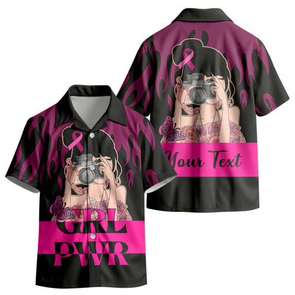 Personalised Girl Power Kid Hawaiian Shirt Day Of The Girl Breast Cancer Support