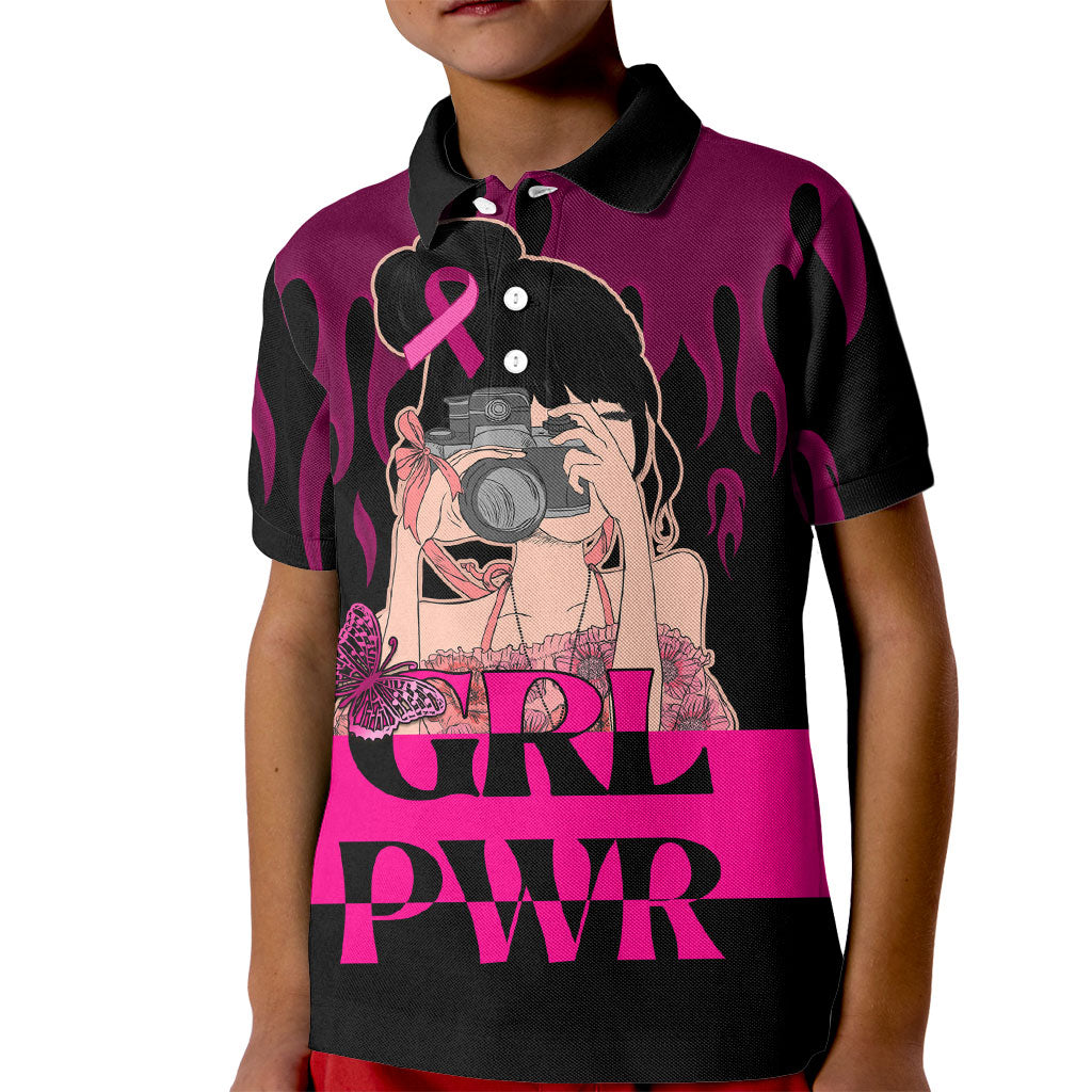 Personalised Girl Power Kid Polo Shirt Day Of The Girl Breast Cancer Support