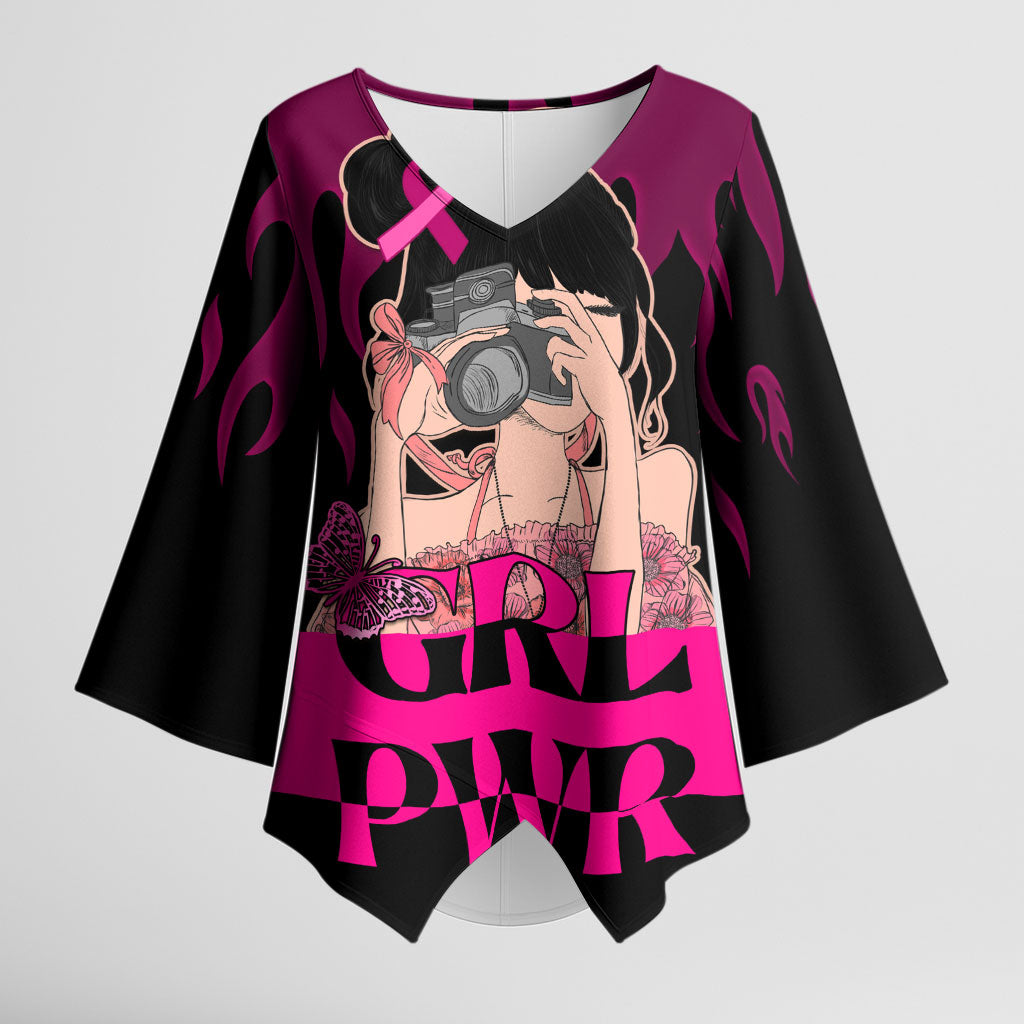 Personalised Girl Power Kimono Sleeve Blouse Day Of The Girl Breast Cancer Support