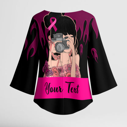 Personalised Girl Power Kimono Sleeve Blouse Day Of The Girl Breast Cancer Support