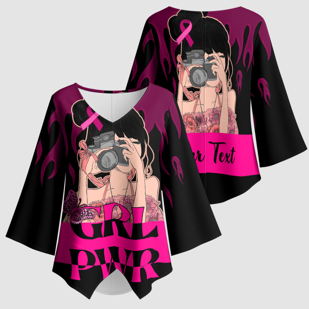 Personalised Girl Power Kimono Sleeve Blouse Day Of The Girl Breast Cancer Support