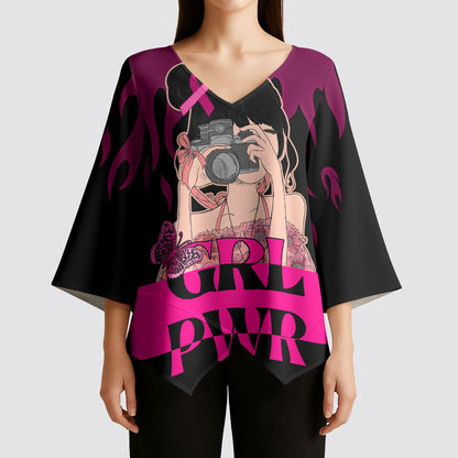 Personalised Girl Power Kimono Sleeve Blouse Day Of The Girl Breast Cancer Support