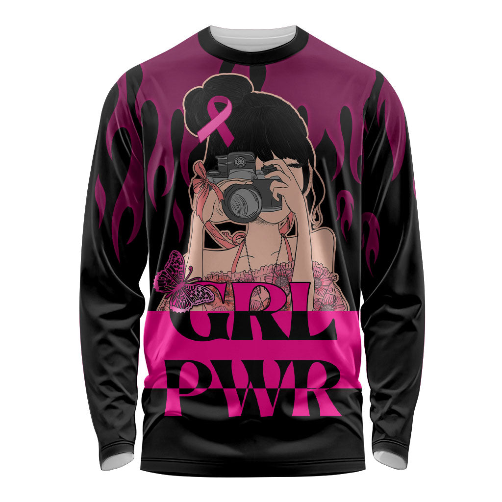 Personalised Girl Power Long Sleeve Shirt Day Of The Girl Breast Cancer Support