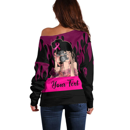 Personalised Girl Power Off Shoulder Sweater Day Of The Girl Breast Cancer Support