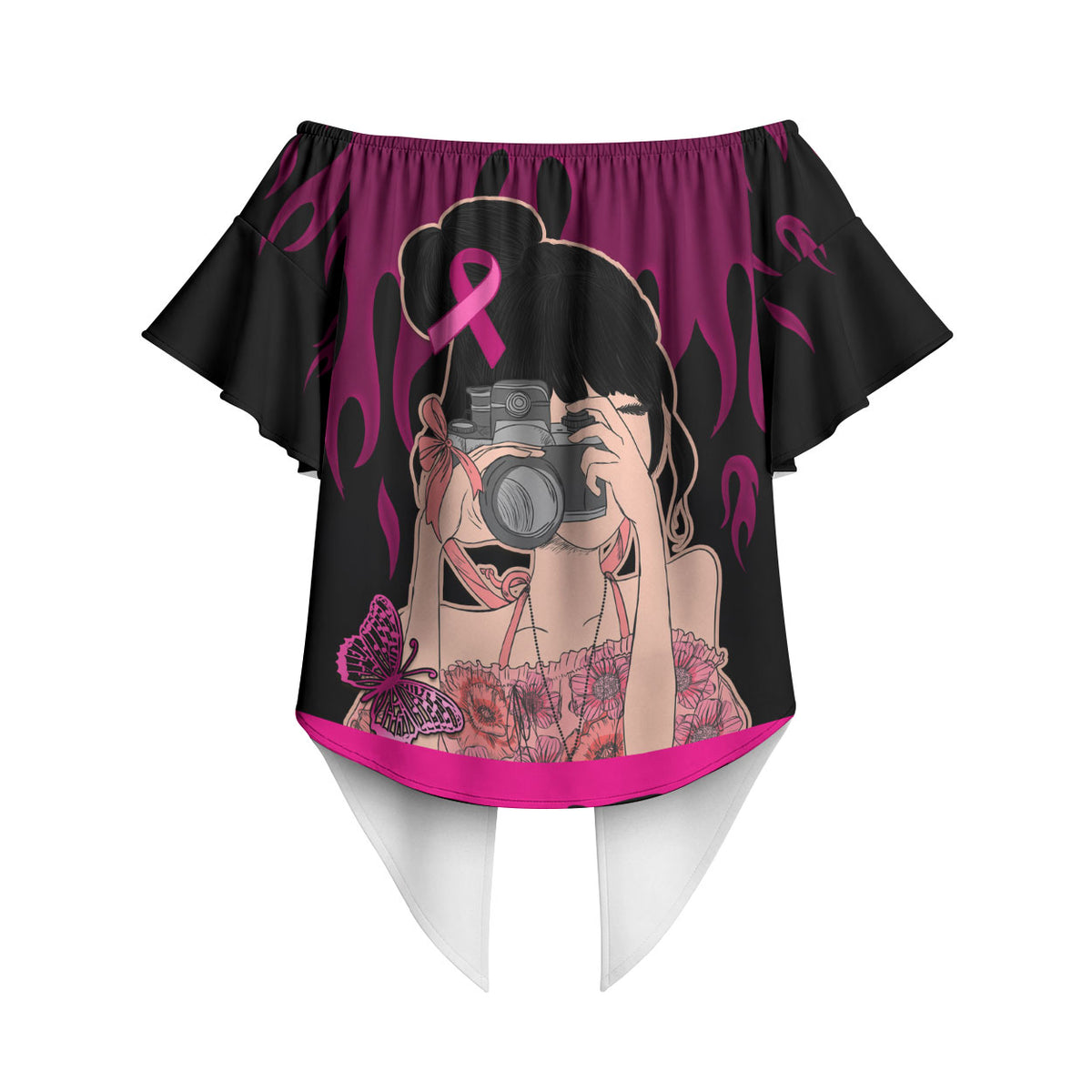 Personalised Girl Power Off Shoulder Wrap Waist Top Day Of The Girl Breast Cancer Support