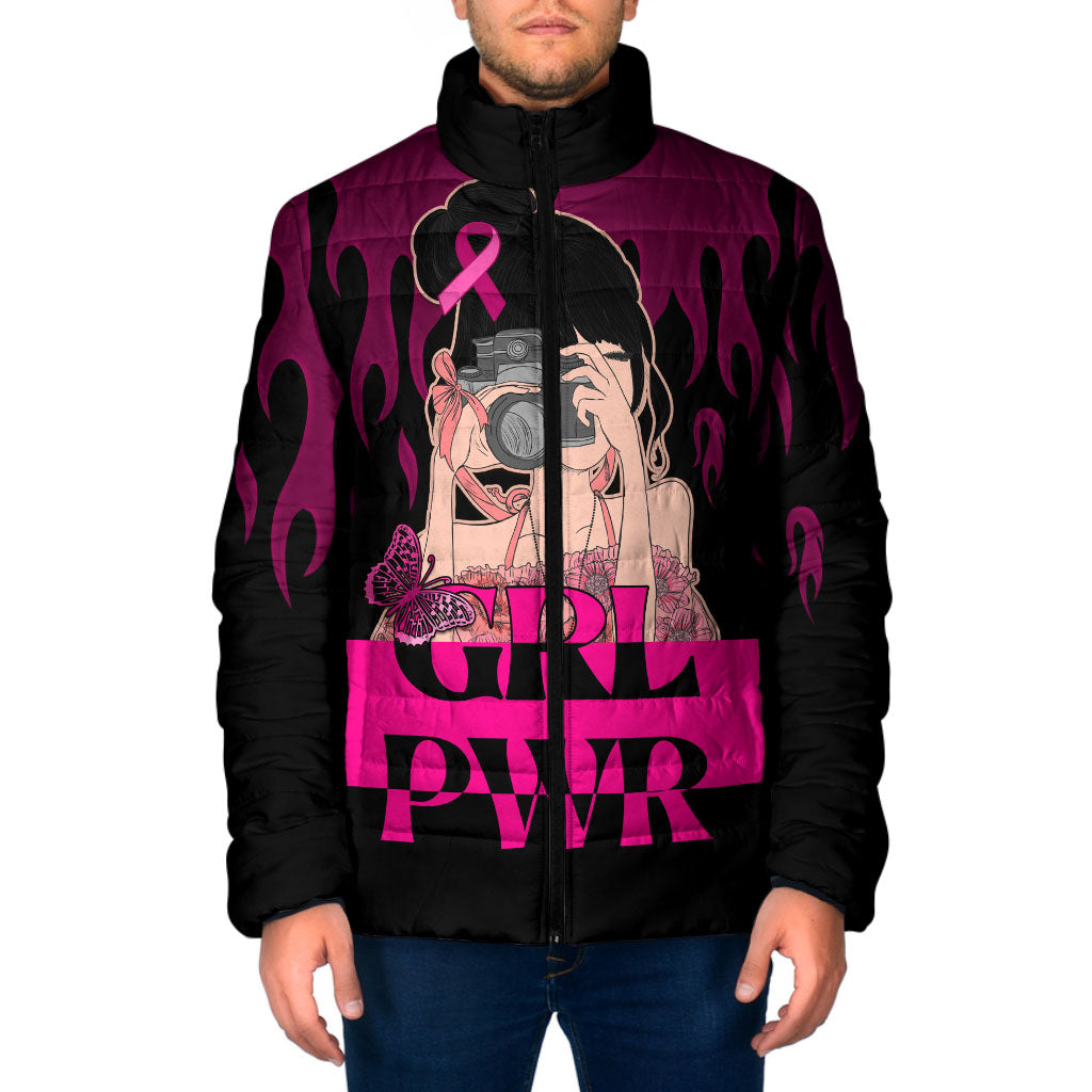 Personalised Girl Power Padded Jacket Day Of The Girl Breast Cancer Support