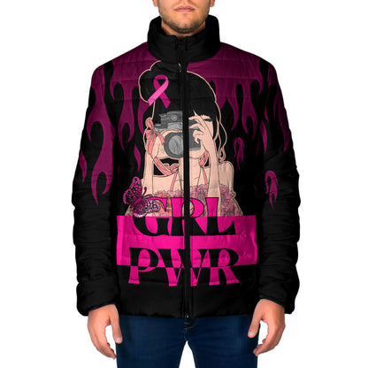 Personalised Girl Power Padded Jacket Day Of The Girl Breast Cancer Support