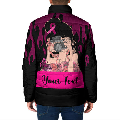Personalised Girl Power Padded Jacket Day Of The Girl Breast Cancer Support