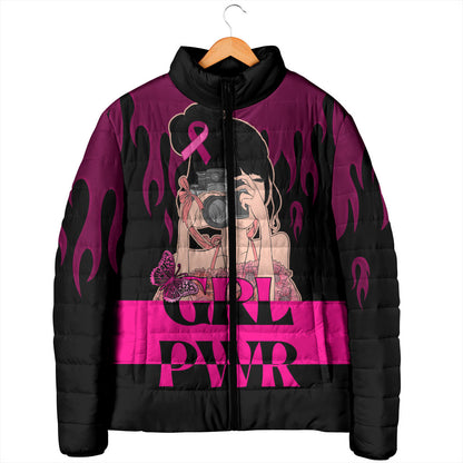 Personalised Girl Power Padded Jacket Day Of The Girl Breast Cancer Support