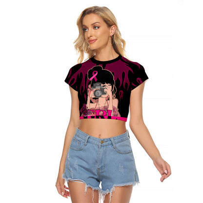 Personalised Girl Power Raglan Cropped T Shirt Day Of The Girl Breast Cancer Support