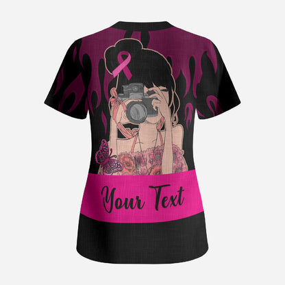 Personalised Girl Power Scrub Top Day Of The Girl Breast Cancer Support