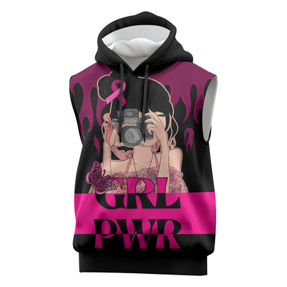 Personalised Girl Power Sleeveless Hoodie Day Of The Girl Breast Cancer Support