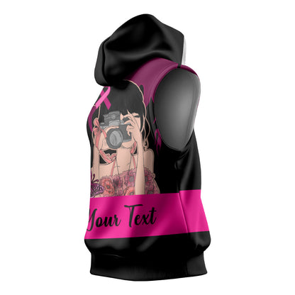 Personalised Girl Power Sleeveless Hoodie Day Of The Girl Breast Cancer Support