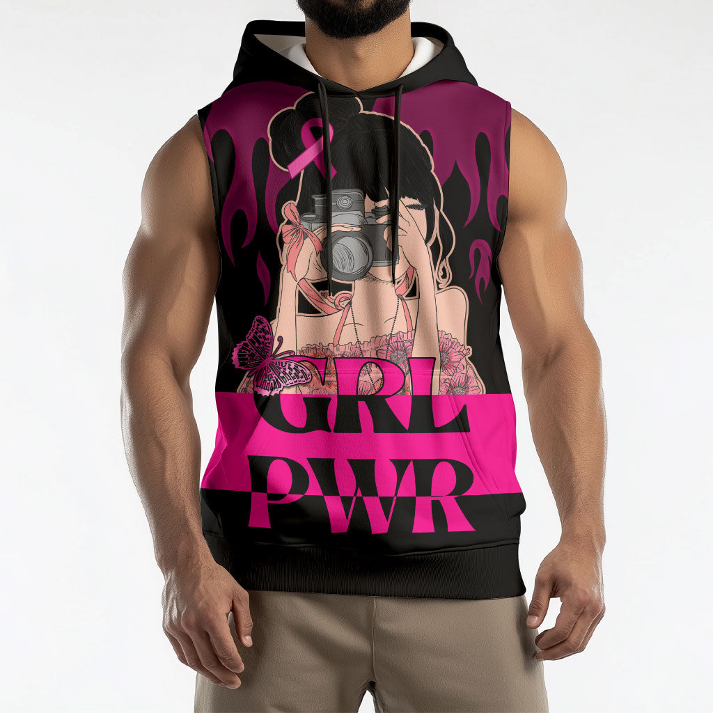 Personalised Girl Power Sleeveless Hoodie Day Of The Girl Breast Cancer Support