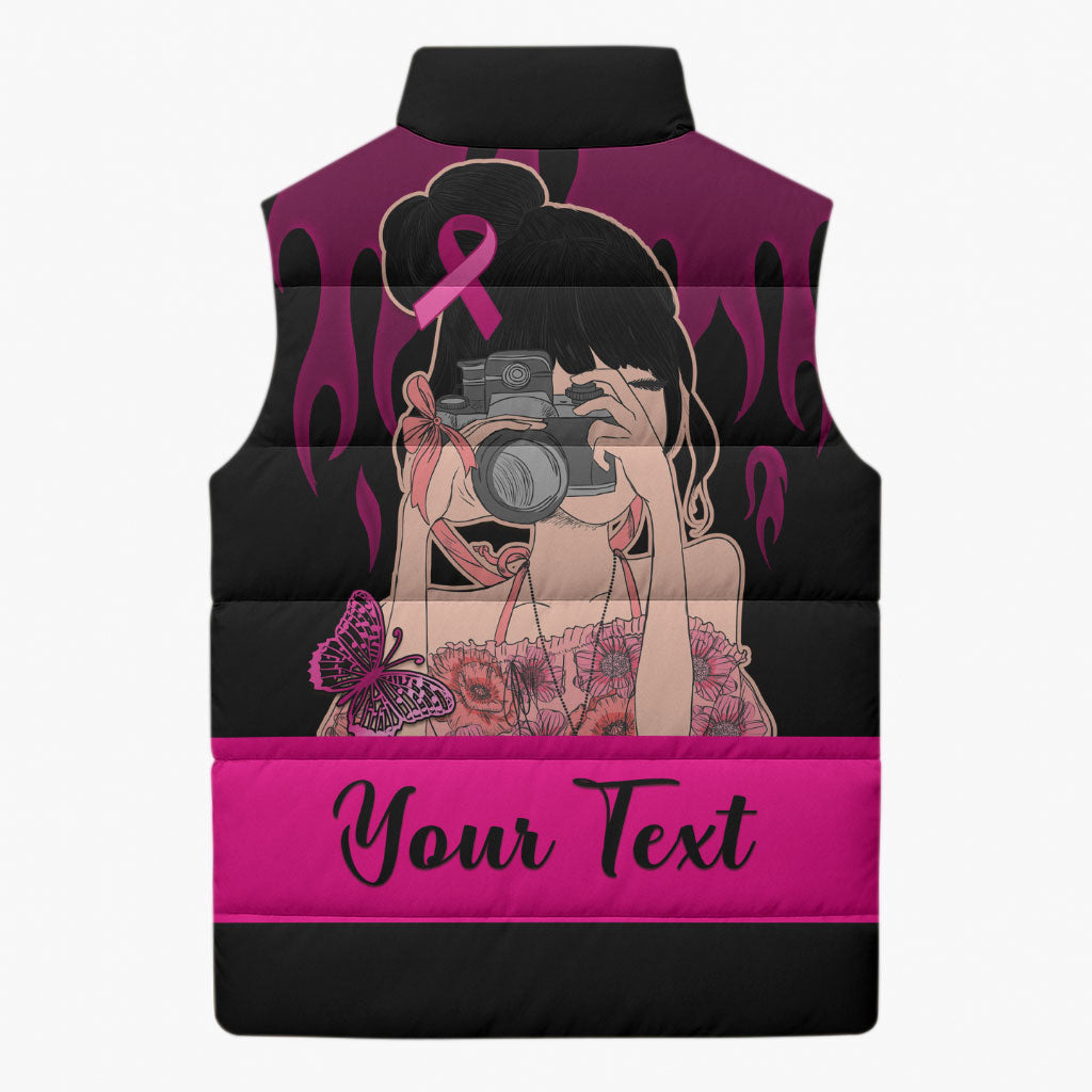 Personalised Girl Power Sleeveless Puffer Jacket Day Of The Girl Breast Cancer Support