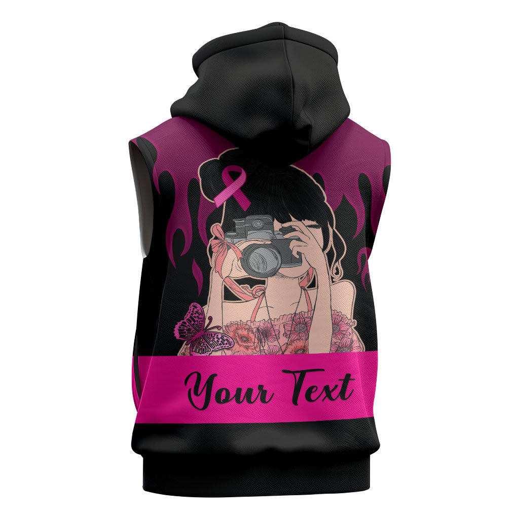 Personalised Girl Power Sleeveless Zip Hoodie Day Of The Girl Breast Cancer Support