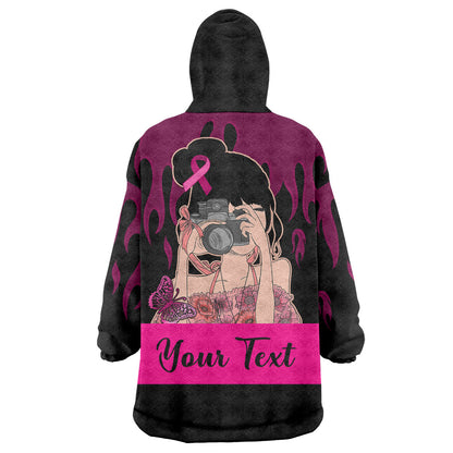 Personalised Girl Power Wearable Blanket Hoodie Day Of The Girl Breast Cancer Support