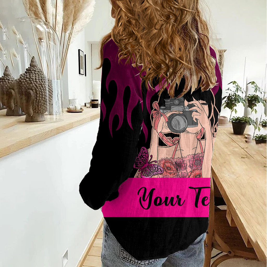 Personalised Girl Power Women Casual Shirt Day Of The Girl Breast Cancer Support