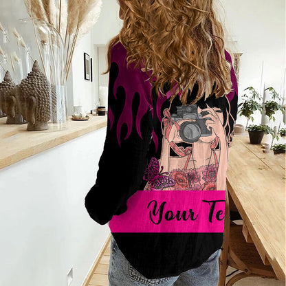 Personalised Girl Power Women Casual Shirt Day Of The Girl Breast Cancer Support