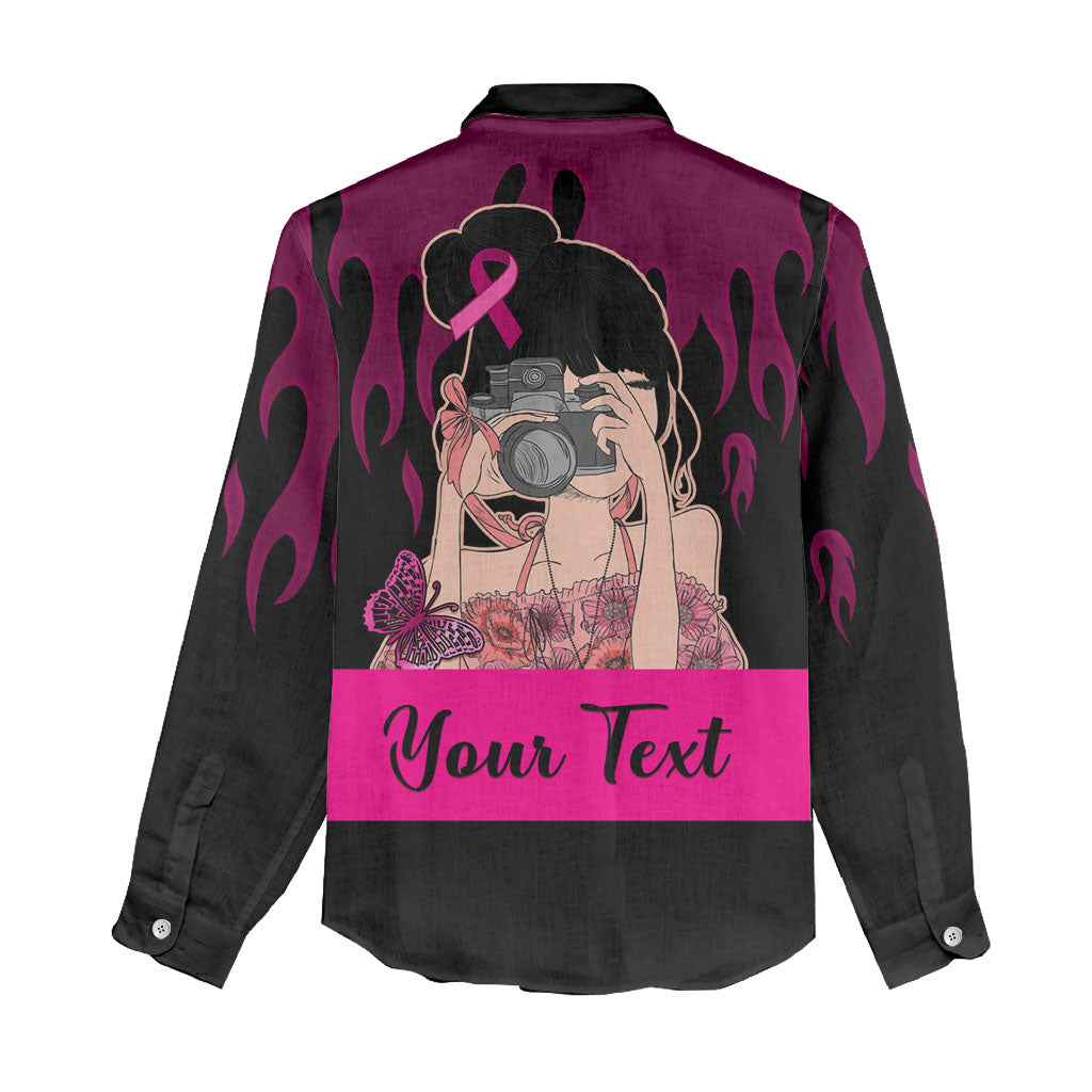 Personalised Girl Power Women Casual Shirt Day Of The Girl Breast Cancer Support