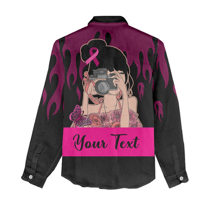 Personalised Girl Power Women Casual Shirt Day Of The Girl Breast Cancer Support