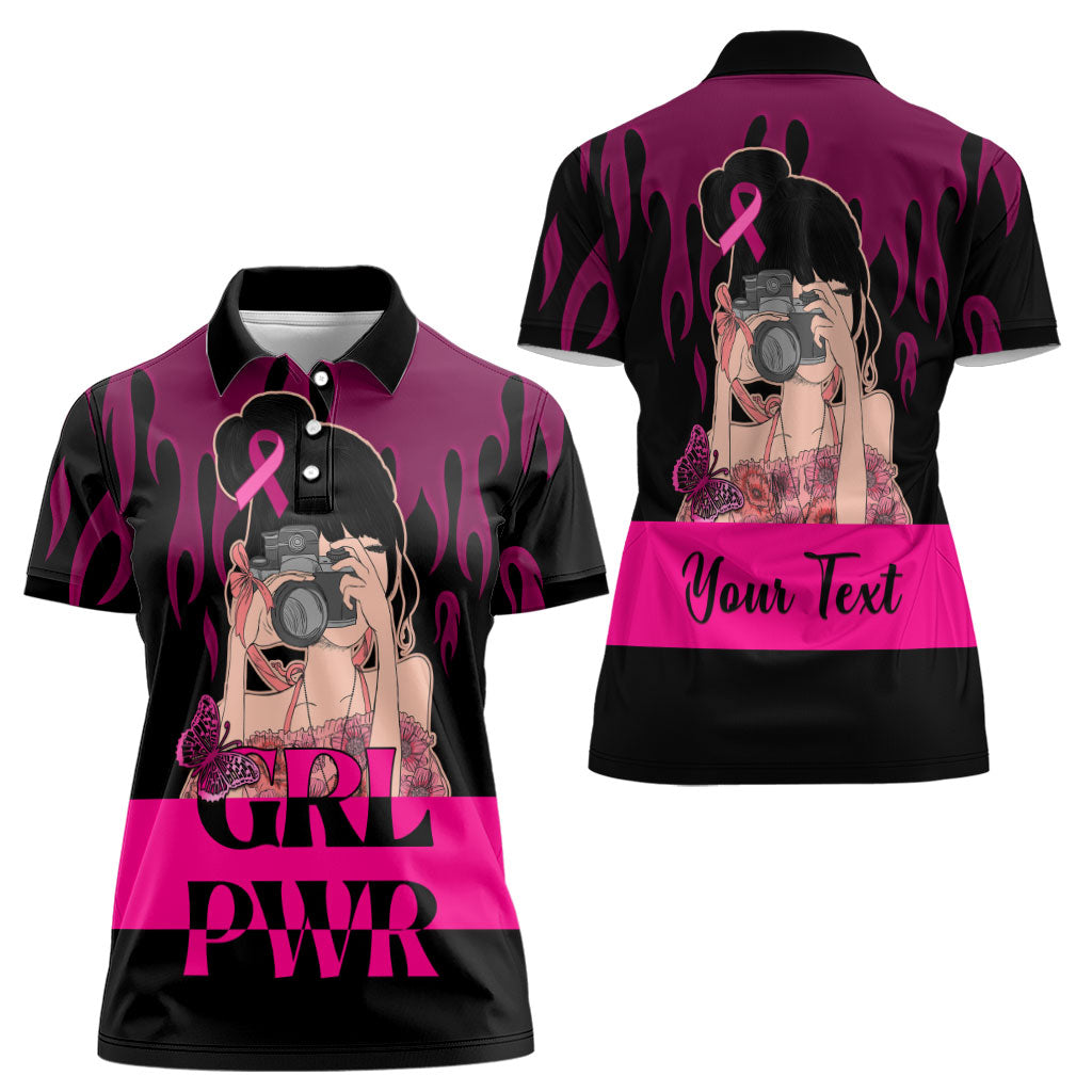 Personalised Girl Power Women Polo Shirt Day Of The Girl Breast Cancer Support
