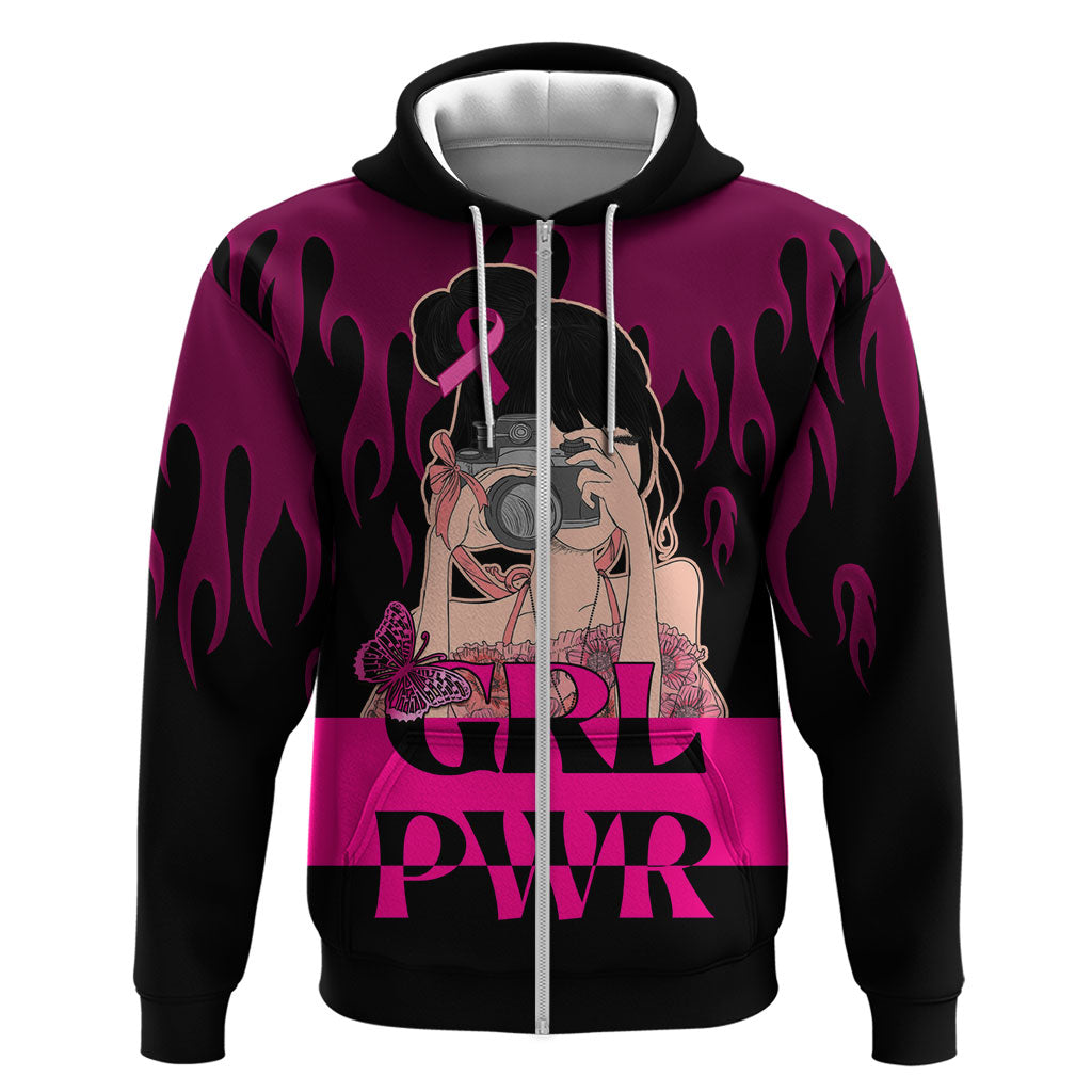 Personalised Girl Power Zip Hoodie Day Of The Girl Breast Cancer Support