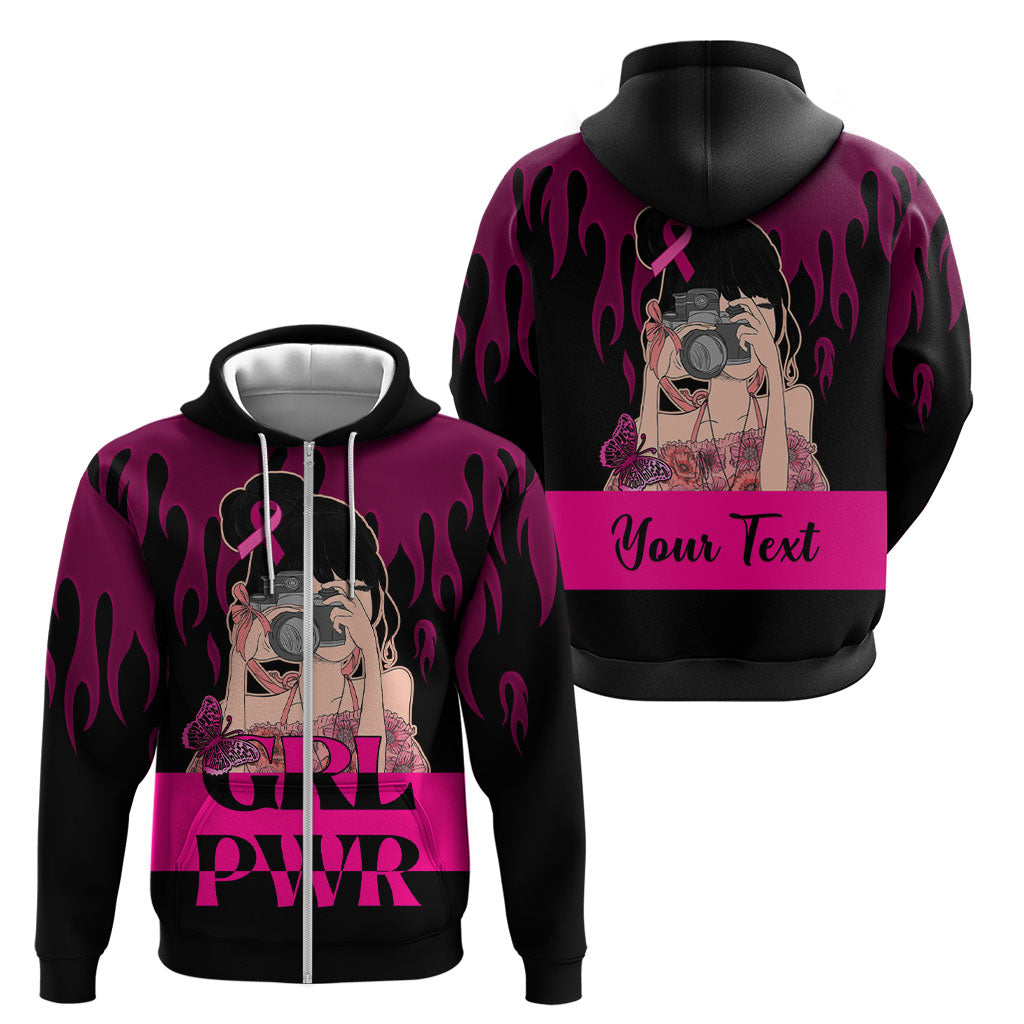 Personalised Girl Power Zip Hoodie Day Of The Girl Breast Cancer Support