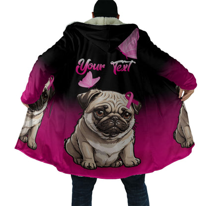Personalised Pink Out Cloak Pug Dog Breast Cancer Support