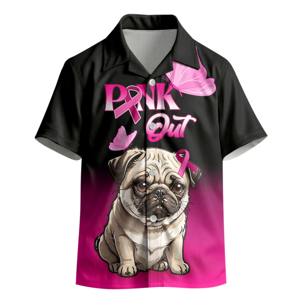 Personalised Pink Out Kid Hawaiian Shirt Pug Dog Breast Cancer Support