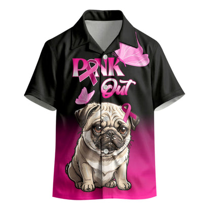 Personalised Pink Out Kid Hawaiian Shirt Pug Dog Breast Cancer Support