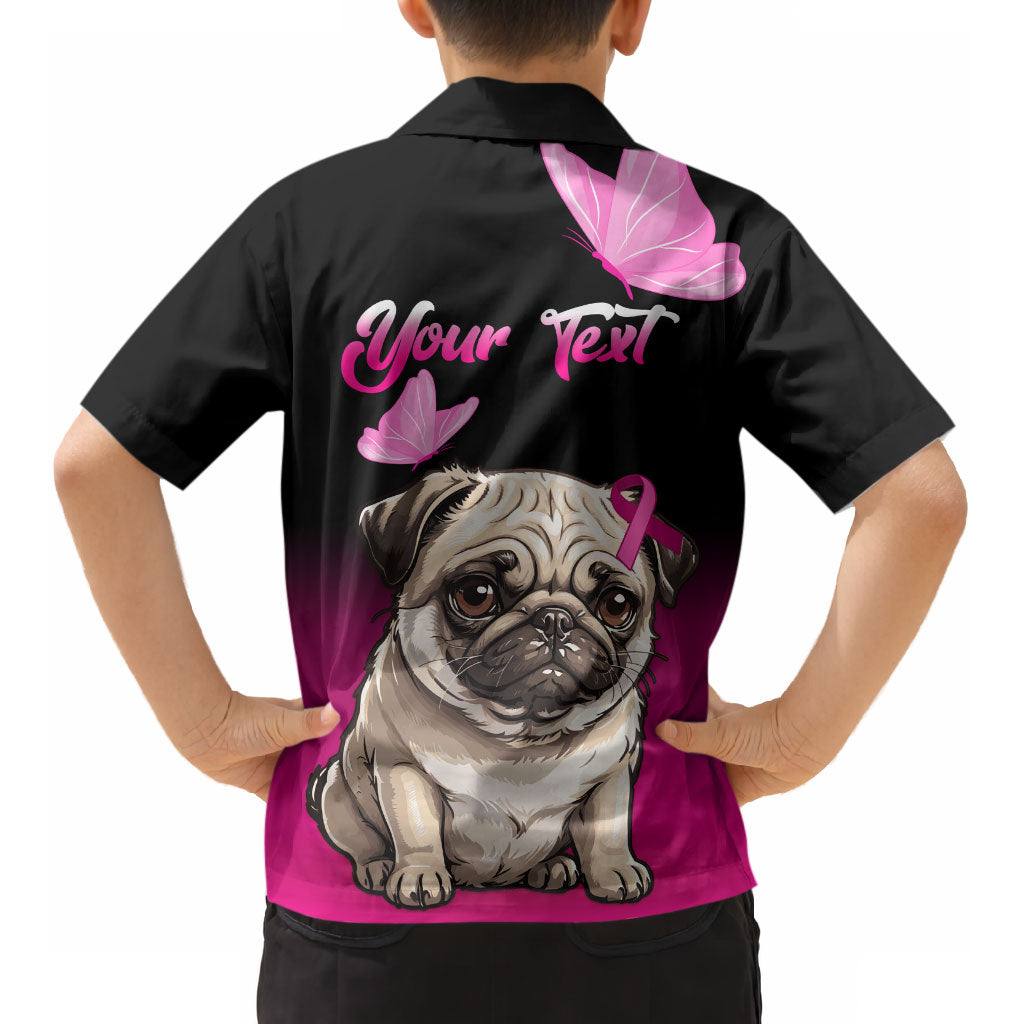 Personalised Pink Out Kid Hawaiian Shirt Pug Dog Breast Cancer Support