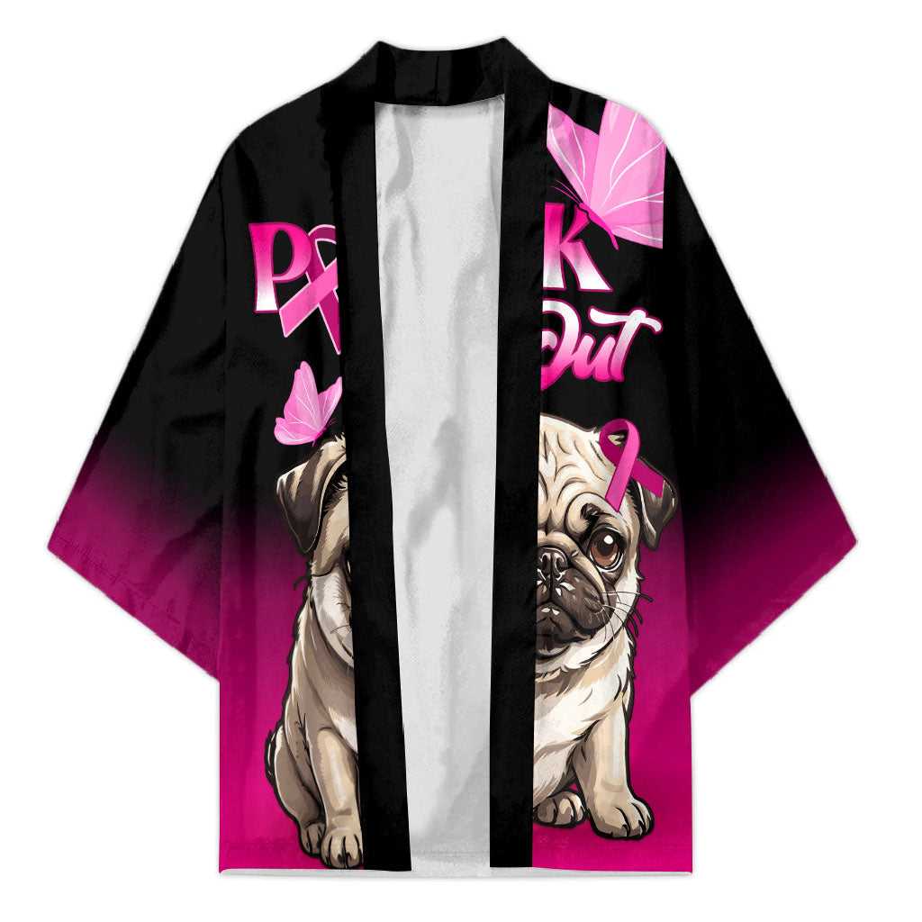 Personalised Pink Out Kimono Pug Dog Breast Cancer Support