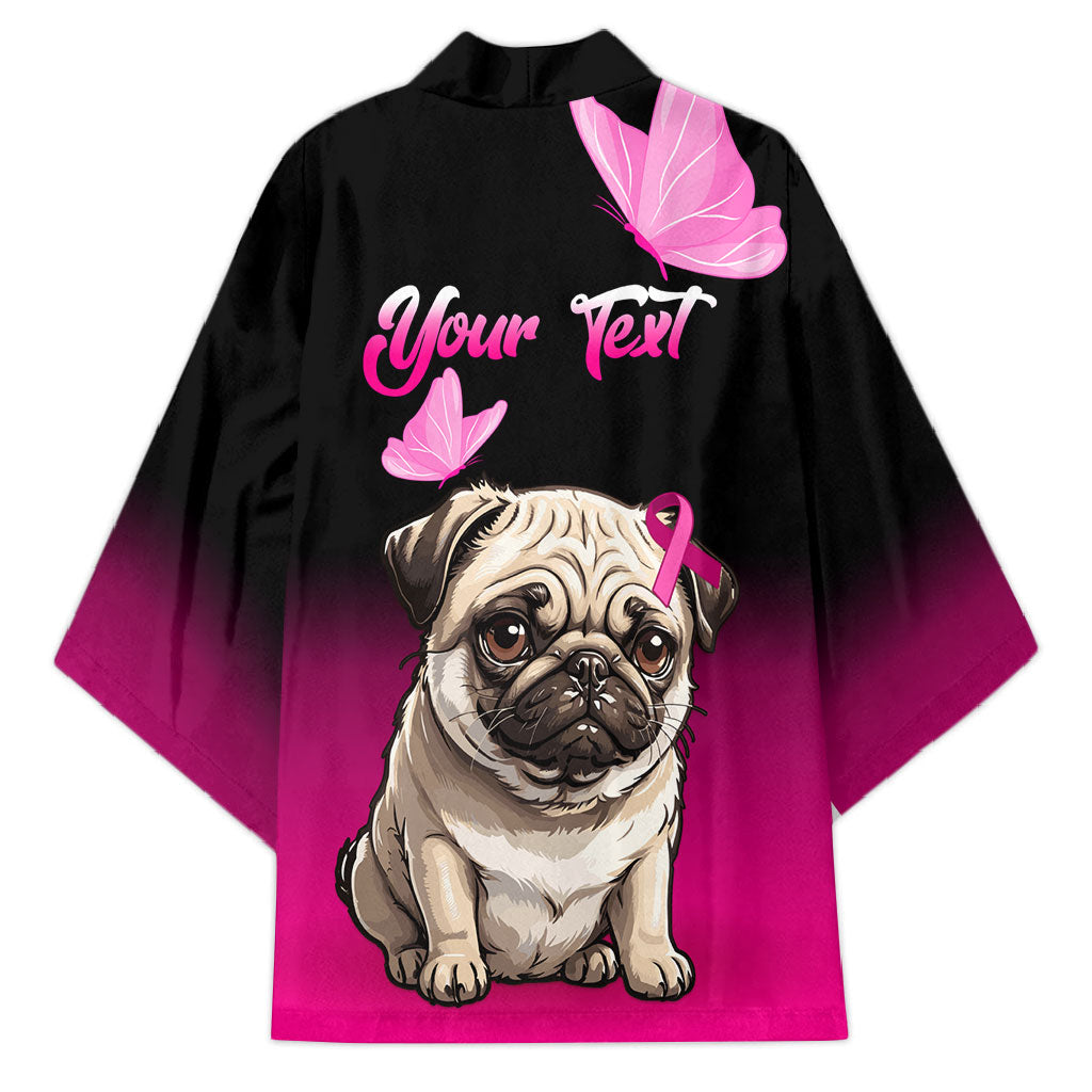 Personalised Pink Out Kimono Pug Dog Breast Cancer Support