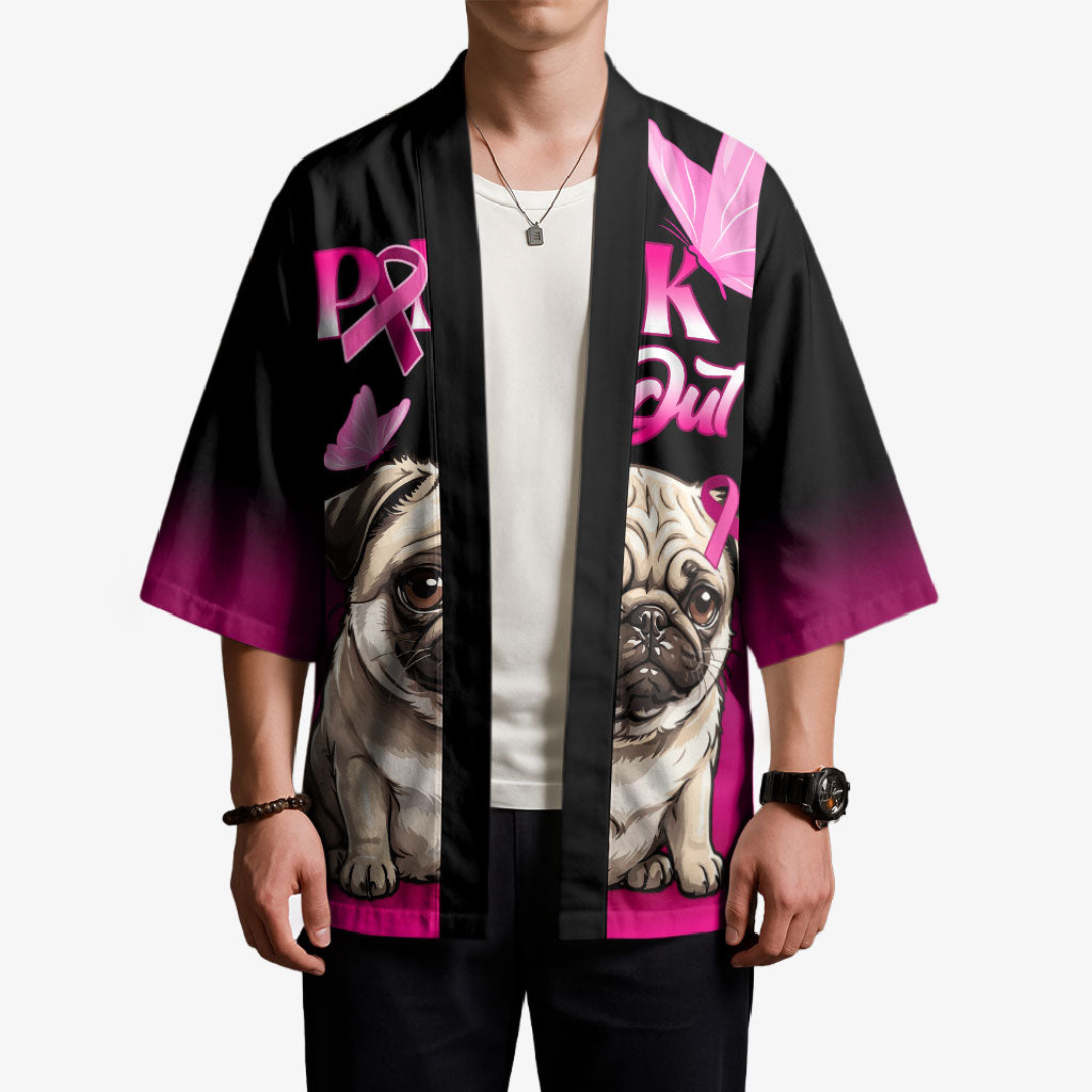 Personalised Pink Out Kimono Pug Dog Breast Cancer Support