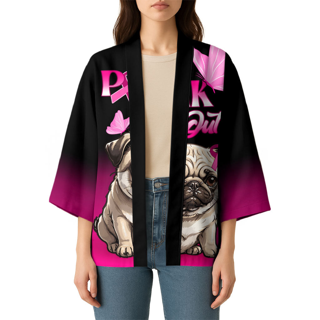 Personalised Pink Out Kimono Pug Dog Breast Cancer Support