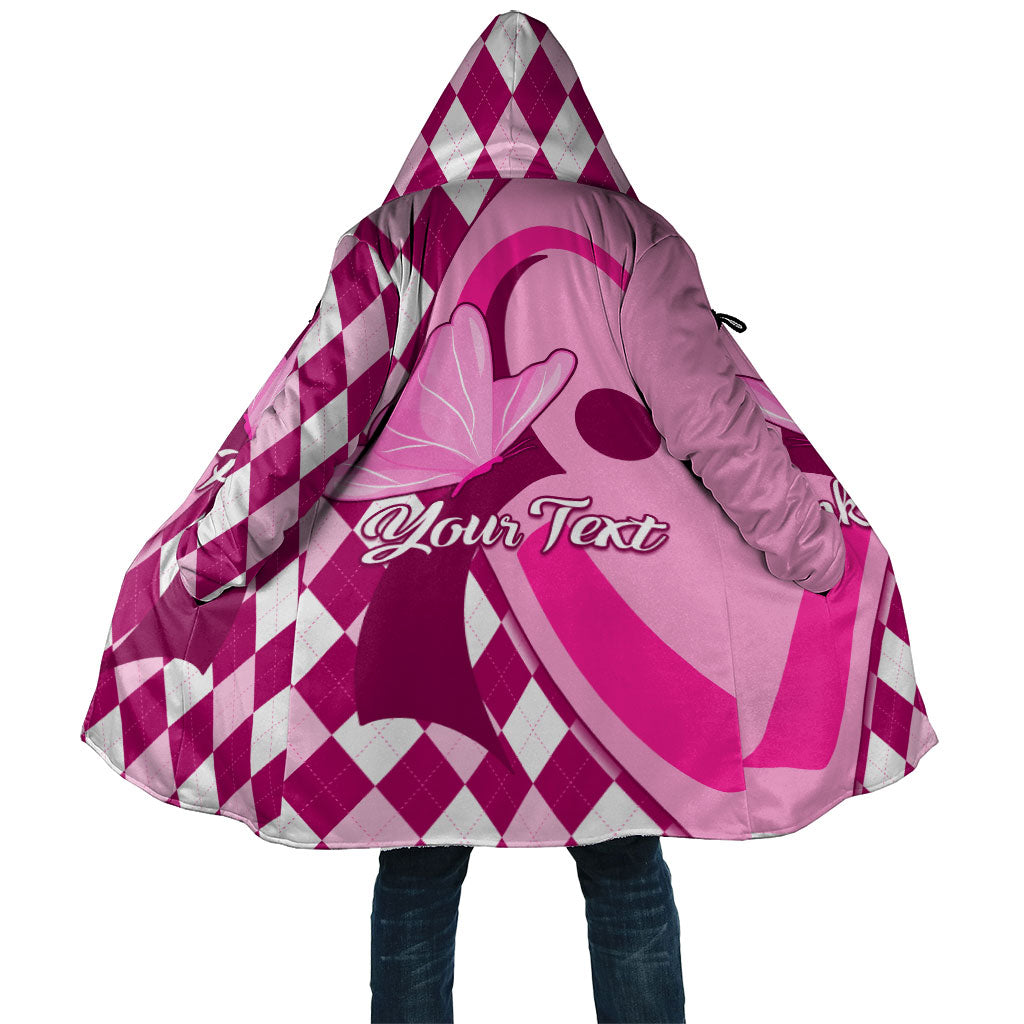 Personalised Think Pink Cloak Golf Argyle Pattern Breast Cancer Support