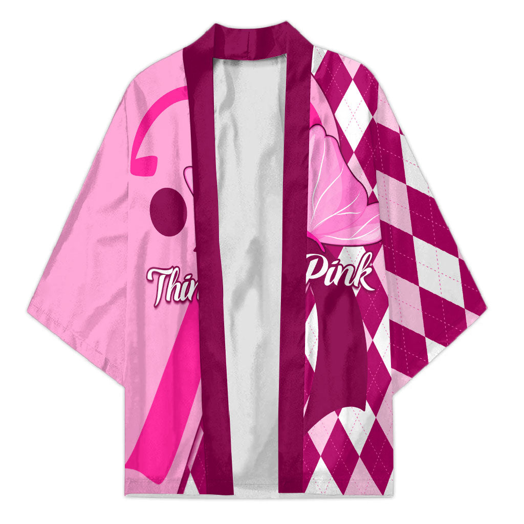 Personalised Think Pink Kimono Golf Argyle Pattern Breast Cancer Support