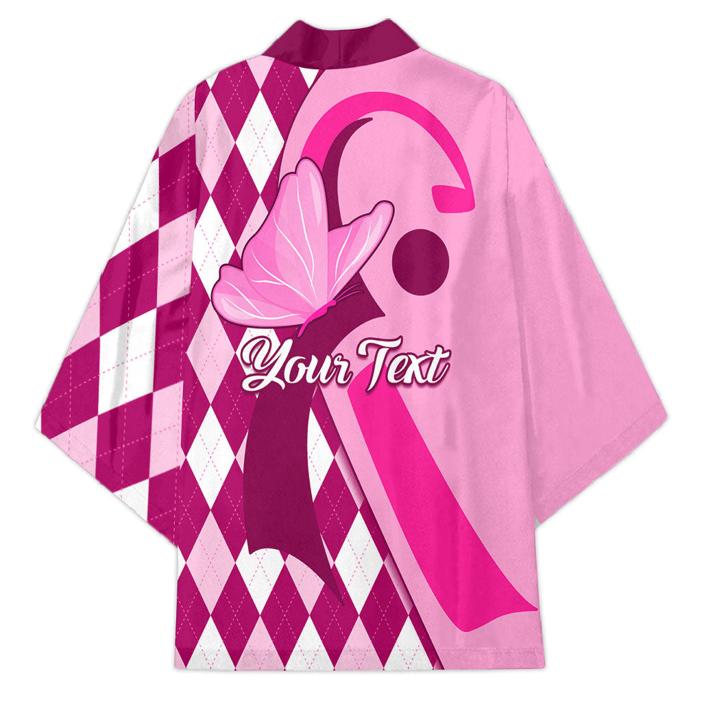 Personalised Think Pink Kimono Golf Argyle Pattern Breast Cancer Support