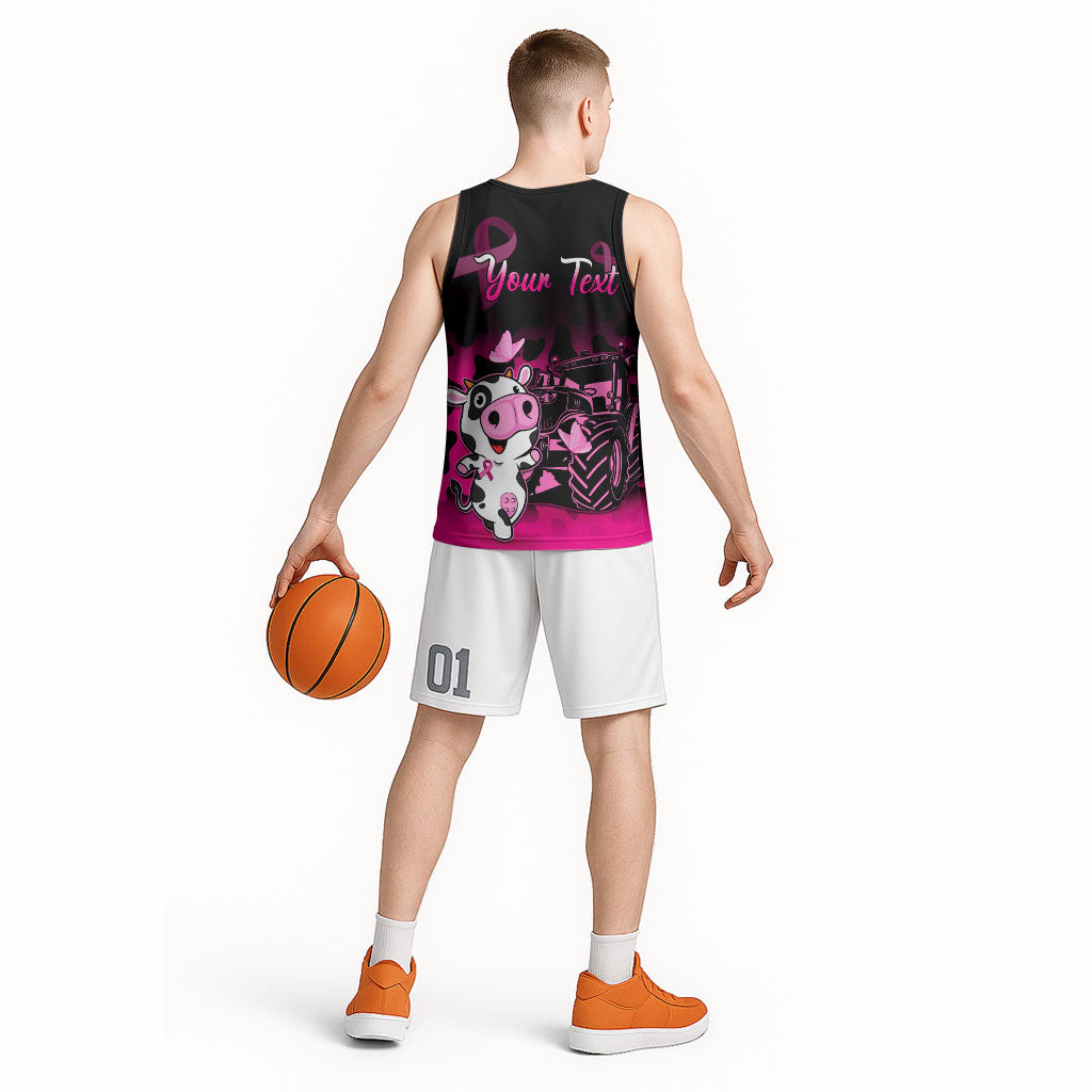 Personalised Save The Udders Basketball Jersey Farmer Day Breast Cancer Support