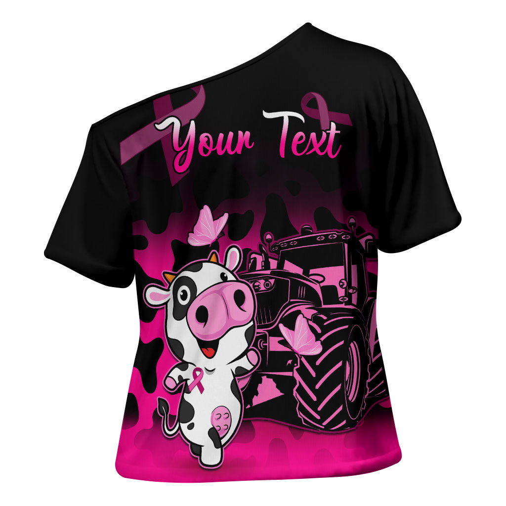 Personalised Save The Udders Cross Shoulder Shirt Farmer Day Breast Cancer Support