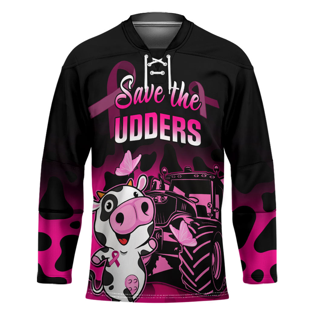 Personalised Save The Udders Hockey Jersey Farmer Day Breast Cancer Support