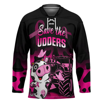 Personalised Save The Udders Hockey Jersey Farmer Day Breast Cancer Support