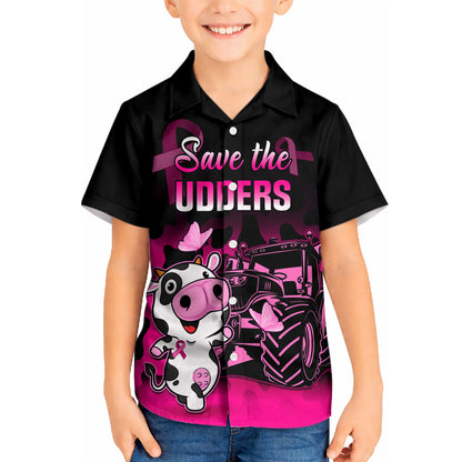 Personalised Save The Udders Kid Hawaiian Shirt Farmer Day Breast Cancer Support