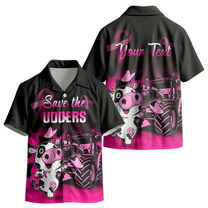 Personalised Save The Udders Kid Hawaiian Shirt Farmer Day Breast Cancer Support